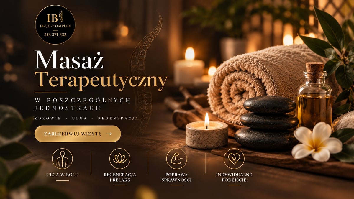Świece, olejki eteryczne, ręcznik i kamienie w ciepłej, przytulnej atmosferze gabinetu masażu